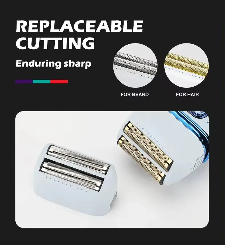 VGR Shaver For Men Rechargeable Barber Washable Dual Foil Beard Electric Razor Balds Head Shaving Machine with extra Mesh V-362