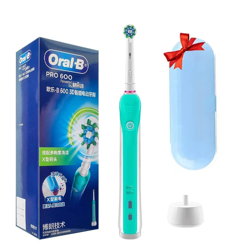 Oral B Electric Toothbrush Pro 600 2-minute intelligent timing Daily Clean Teeth Visible Pressure Sensor Waterproof Rechargeabl