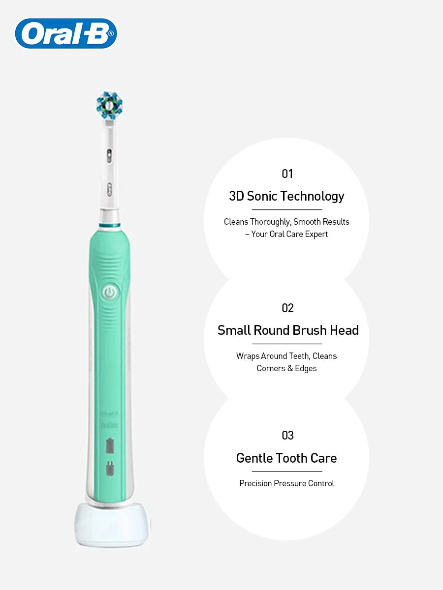 Oral B Electric Toothbrush Pro 600 2-minute intelligent timing Daily Clean Teeth Visible Pressure Sensor Waterproof Rechargeabl