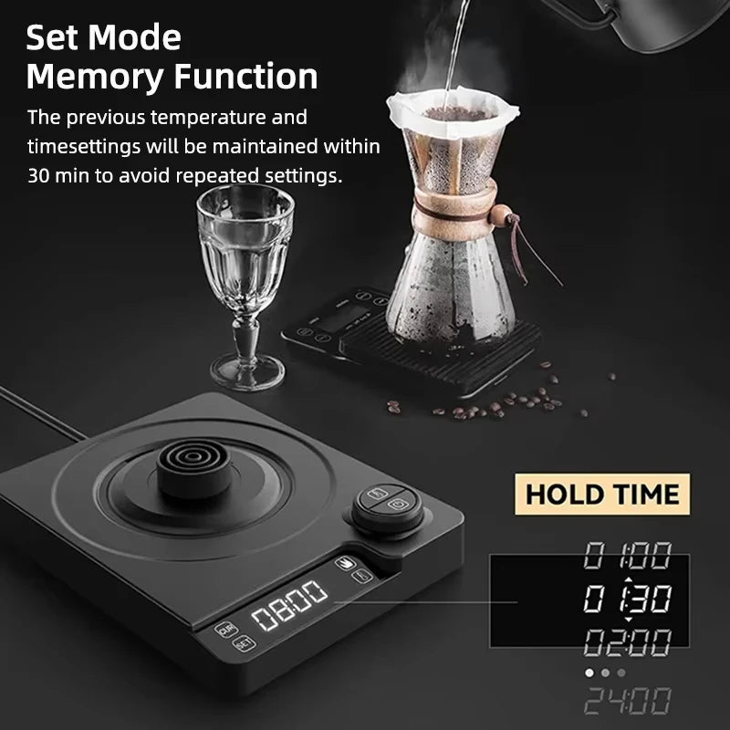 1200W Electric Kettle 1.0L Gooseneck Hand Brew Coffee Pot 110V/220V Rapid Heating Temperature Control Pot Stainless Steel Liner