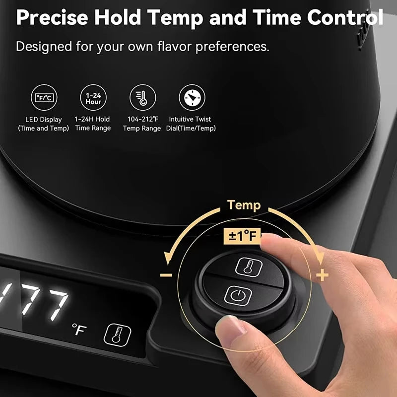 1200W Electric Kettle 1.0L Gooseneck Hand Brew Coffee Pot 110V/220V Rapid Heating Temperature Control Pot Stainless Steel Liner