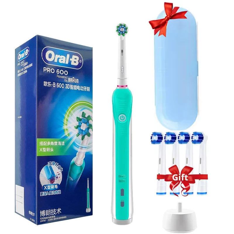 Oral B Electric Toothbrush Pro 600 2-minute intelligent timing Daily Clean Teeth Visible Pressure Sensor Waterproof Rechargeabl