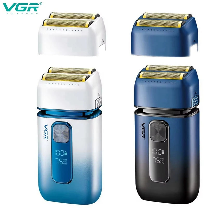 VGR Shaver For Men Rechargeable Barber Washable Dual Foil Beard Electric Razor Balds Head Shaving Machine with extra Mesh V-362