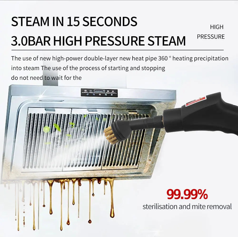 2800W High Temperature and High Pressure Steam Cleaning Machine Kitchen Oil Pollution Cleaning Machine Car Disinfection Cleaner