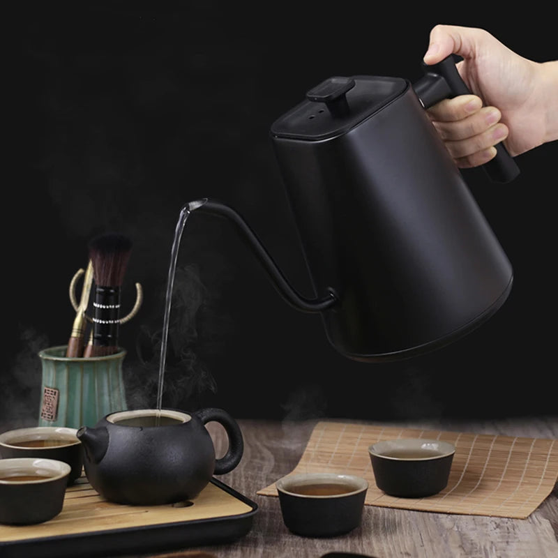 1200W Electric Kettle 1.0L Gooseneck Hand Brew Coffee Pot 110V/220V Rapid Heating Temperature Control Pot Stainless Steel Liner