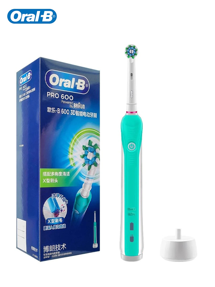 Oral B Electric Toothbrush Pro 600 2-minute intelligent timing Daily Clean Teeth Visible Pressure Sensor Waterproof Rechargeabl