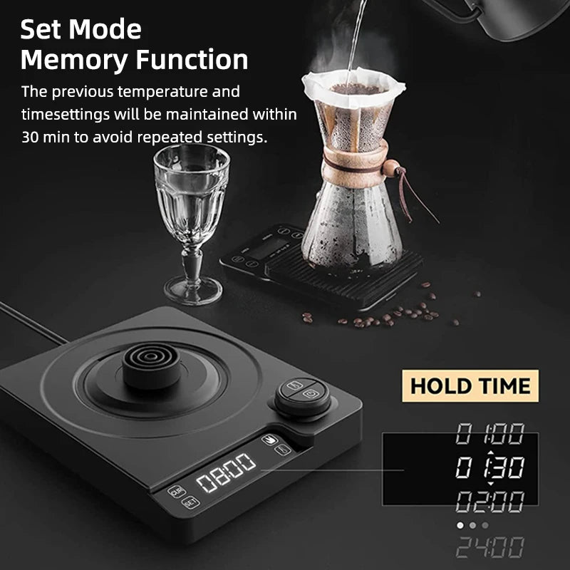 1200W Electric Kettle 1.0L Gooseneck Hand Brew Coffee Pot 110V/220V Rapid Heating Temperature Control Pot Stainless Steel Liner