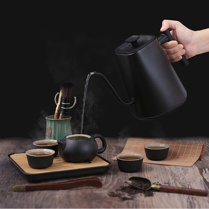 1200W Electric Kettle 1.0L Gooseneck Hand Brew Coffee Pot 110V/220V Rapid Heating Temperature Control Pot Stainless Steel Liner