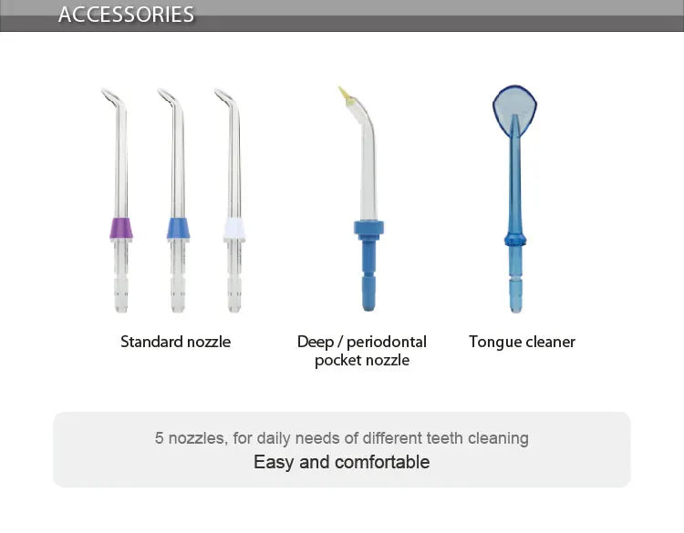 Electric Water Flosser Oral Irrigator 800ML Large Capacity Dental Water Hygiene Flossing Teeth Cleaner with 5x Tips