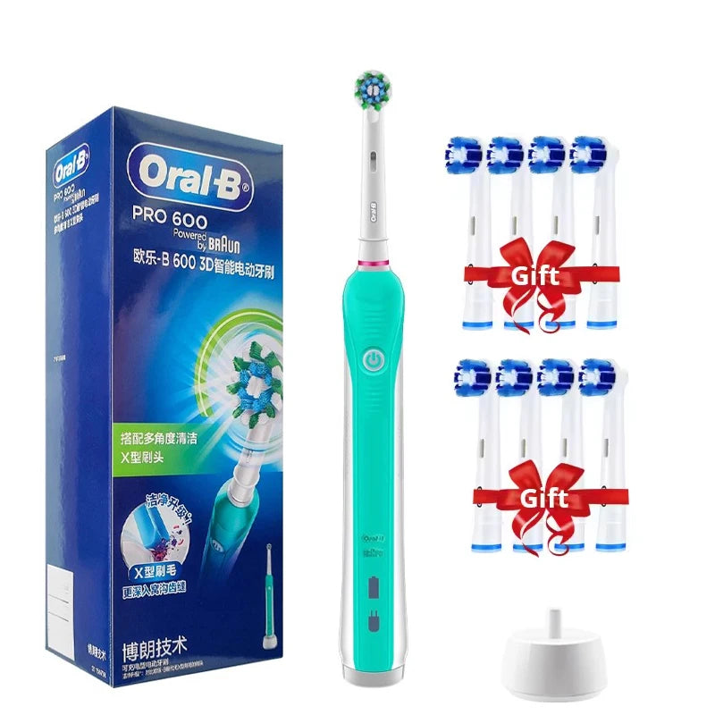 Oral B Electric Toothbrush Pro 600 2-minute intelligent timing Daily Clean Teeth Visible Pressure Sensor Waterproof Rechargeabl