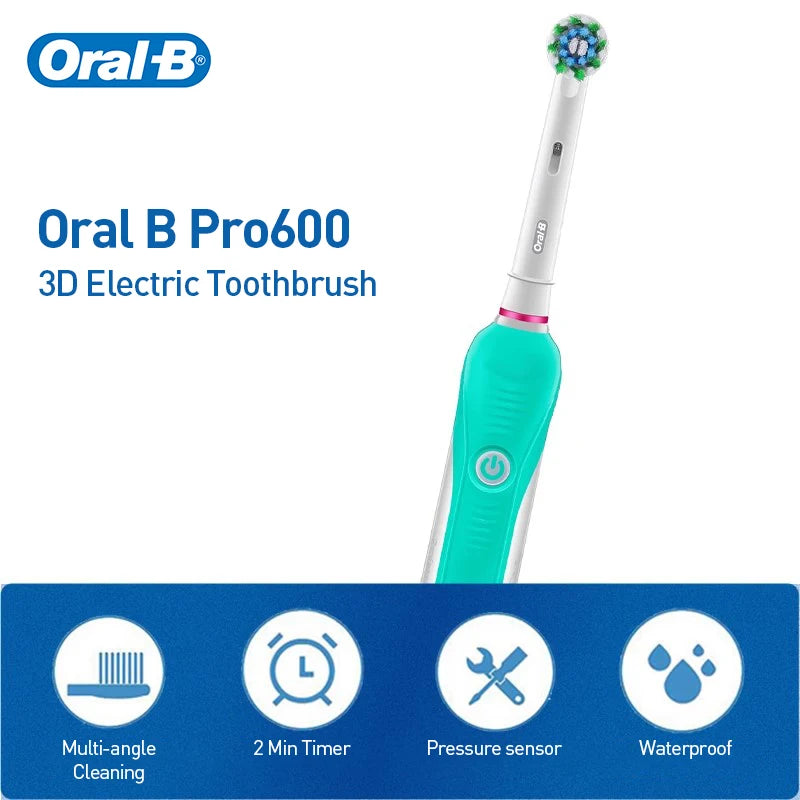 Oral B Electric Toothbrush Pro 600 2-minute intelligent timing Daily Clean Teeth Visible Pressure Sensor Waterproof Rechargeabl