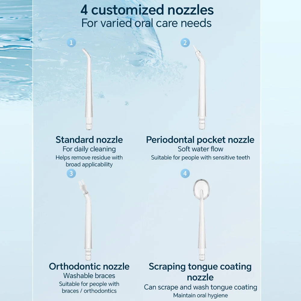 Rechargeable Water Dental Flosser Teeth Pick, Waterproof Cordless 200ML Dental Cleaner with 3 Modes and 4 Replacement Jet Tips