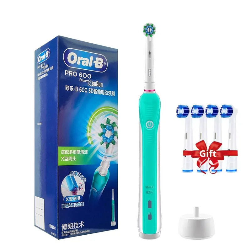Oral B Electric Toothbrush Pro 600 2-minute intelligent timing Daily Clean Teeth Visible Pressure Sensor Waterproof Rechargeabl