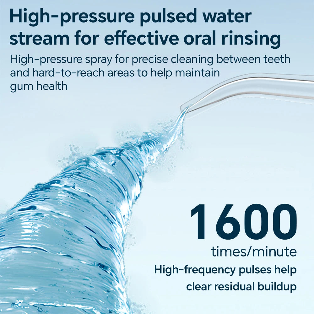 Rechargeable Water Dental Flosser Teeth Pick, Waterproof Cordless 200ML Dental Cleaner with 3 Modes and 4 Replacement Jet Tips