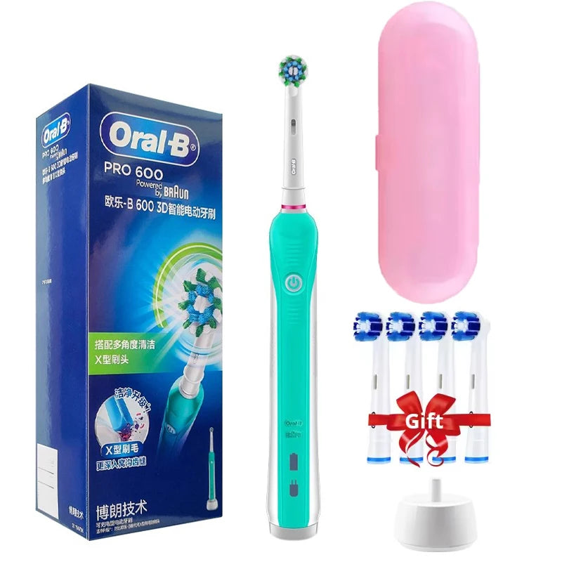 Oral B Electric Toothbrush Pro 600 2-minute intelligent timing Daily Clean Teeth Visible Pressure Sensor Waterproof Rechargeabl