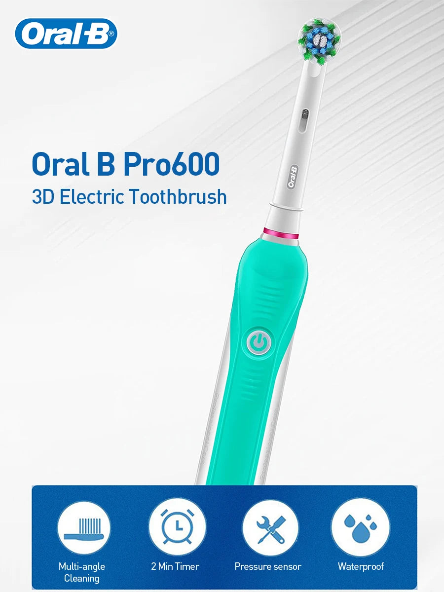 Oral B Electric Toothbrush Pro 600 2-minute intelligent timing Daily Clean Teeth Visible Pressure Sensor Waterproof Rechargeabl