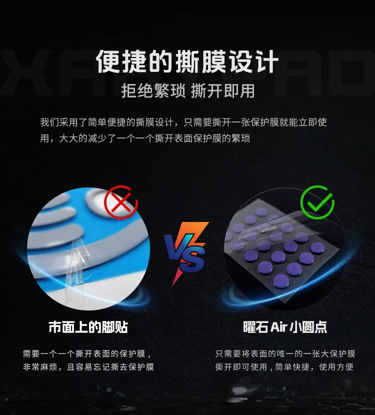 X-Raypad 【Obsidian Air】 High Rebound Polyurethane Dot Mouse Skates Shock Absorption Durable Noise Reducing