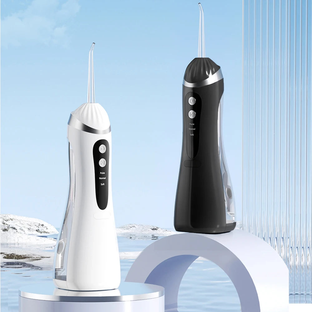 Rechargeable Water Dental Flosser Teeth Pick, Waterproof Cordless 200ML Dental Cleaner with 3 Modes and 4 Replacement Jet Tips