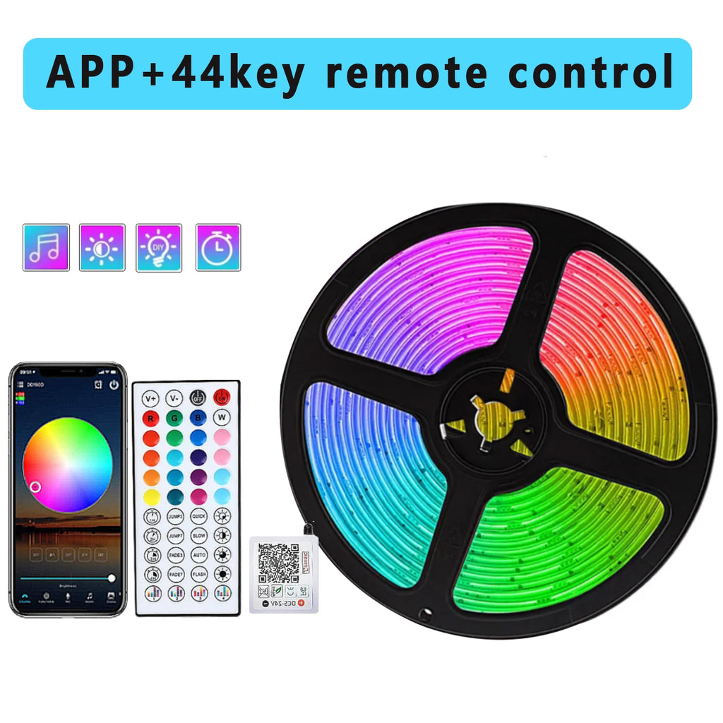 RGB Led Lights for Room 10m 20m 30m Music Sync Led Strip Lights Flexible Ribbon Tape for Room Bedroom Decor TV Backlights