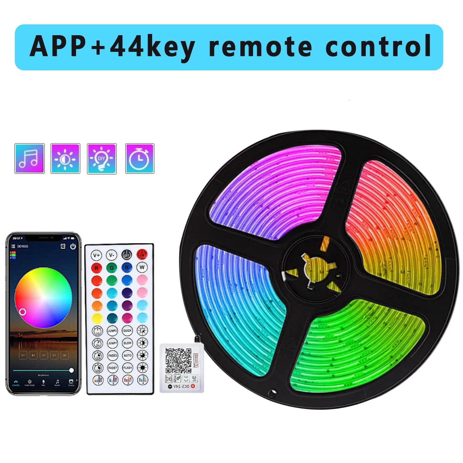 RGB Led Lights for Room 10m 20m 30m Music Sync Led Strip Lights Flexible Ribbon Tape for Room Bedroom Decor TV Backlights
