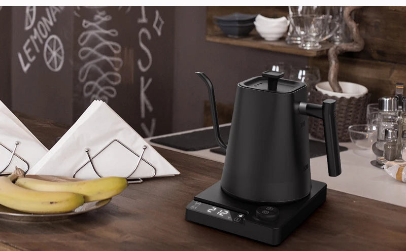 1200W Electric Kettle 1.0L Gooseneck Hand Brew Coffee Pot 110V/220V Rapid Heating Temperature Control Pot Stainless Steel Liner
