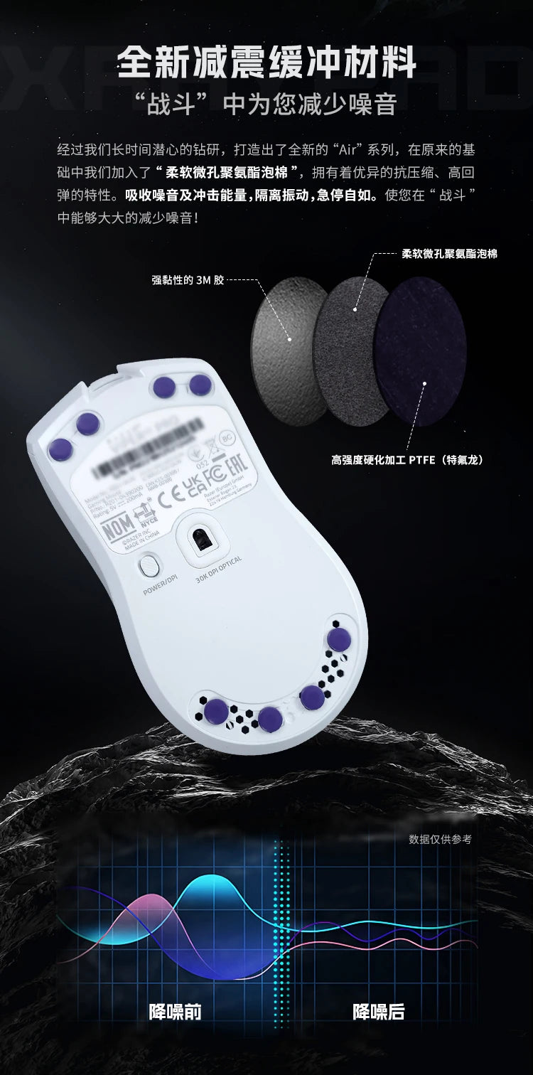 X-Raypad 【Obsidian Air】 High Rebound Polyurethane Dot Mouse Skates Shock Absorption Durable Noise Reducing