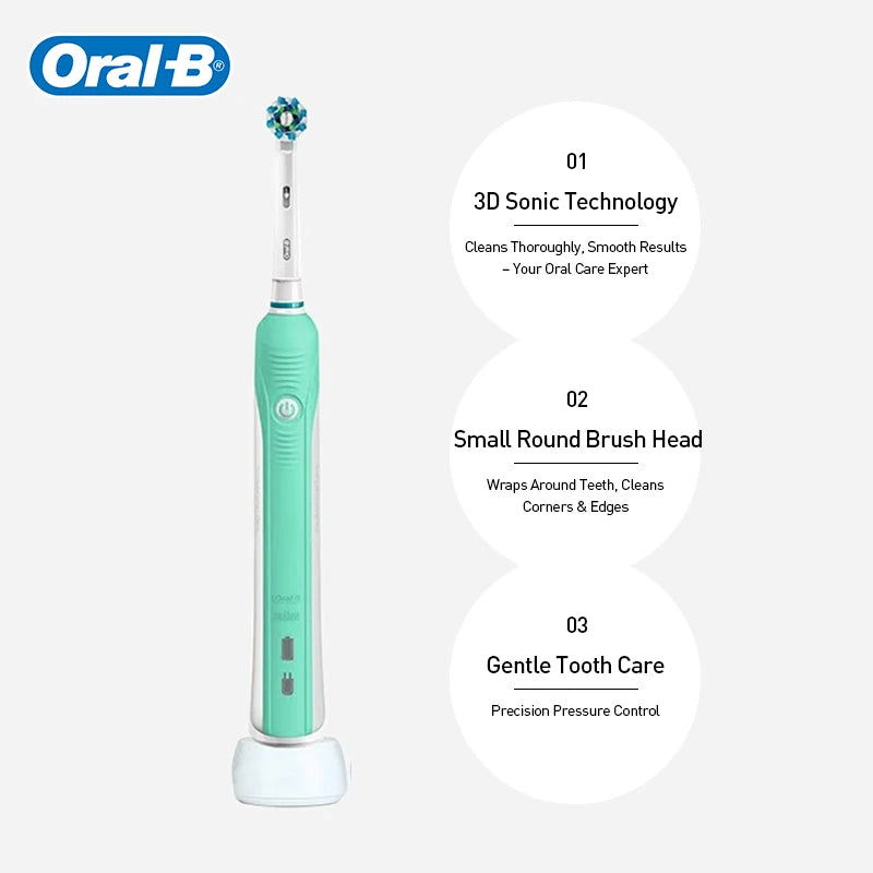 Oral B Electric Toothbrush Pro 600 2-minute intelligent timing Daily Clean Teeth Visible Pressure Sensor Waterproof Rechargeabl