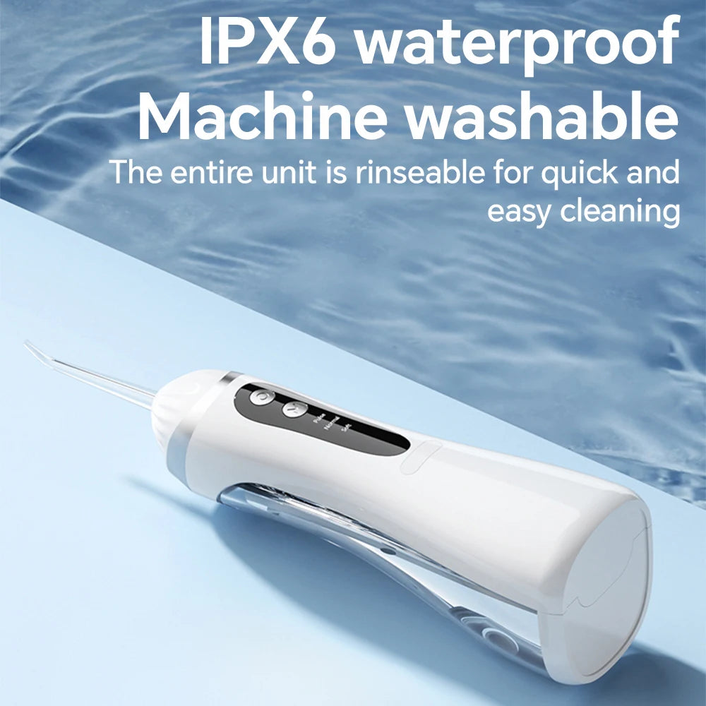 Rechargeable Water Dental Flosser Teeth Pick, Waterproof Cordless 200ML Dental Cleaner with 3 Modes and 4 Replacement Jet Tips